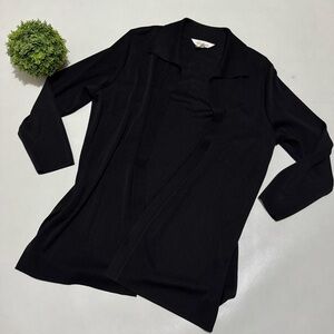 Exclusively Misook Black Knit Long Line Classic‎ Stretch Blazer Jacket Cardigan